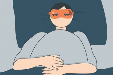 An illustration of a person sleeping while wearing a dirty sleep mask over their eyes